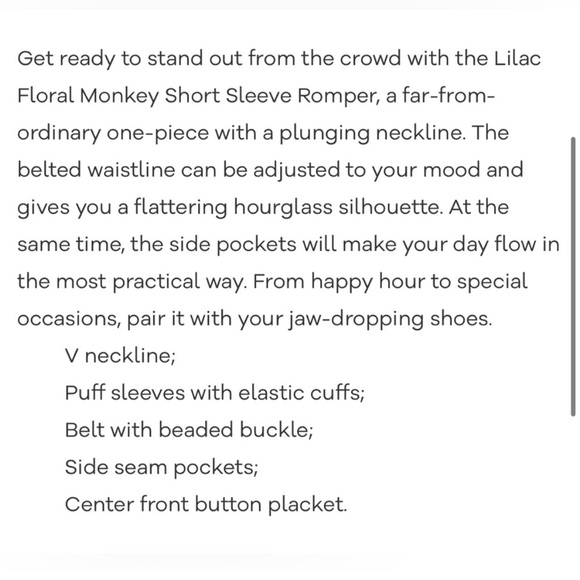 Farm Rio Monkey Floral Puff Sleeve V Neck belted Romper * XL - Picture 6 of 15